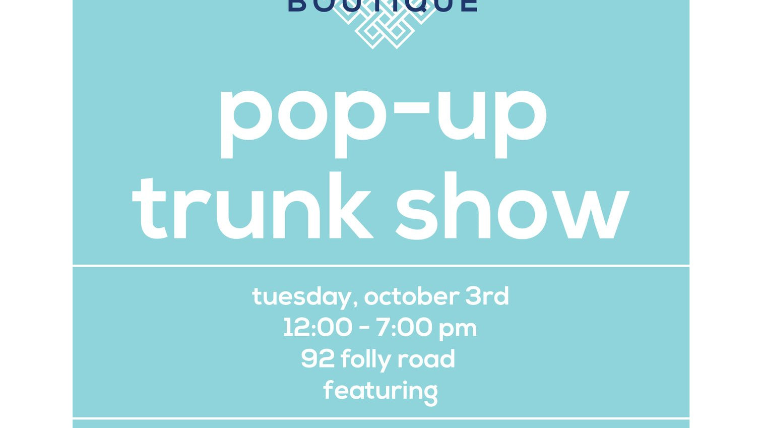 Pop-Up Trunk Show with Elaine Bergmann!