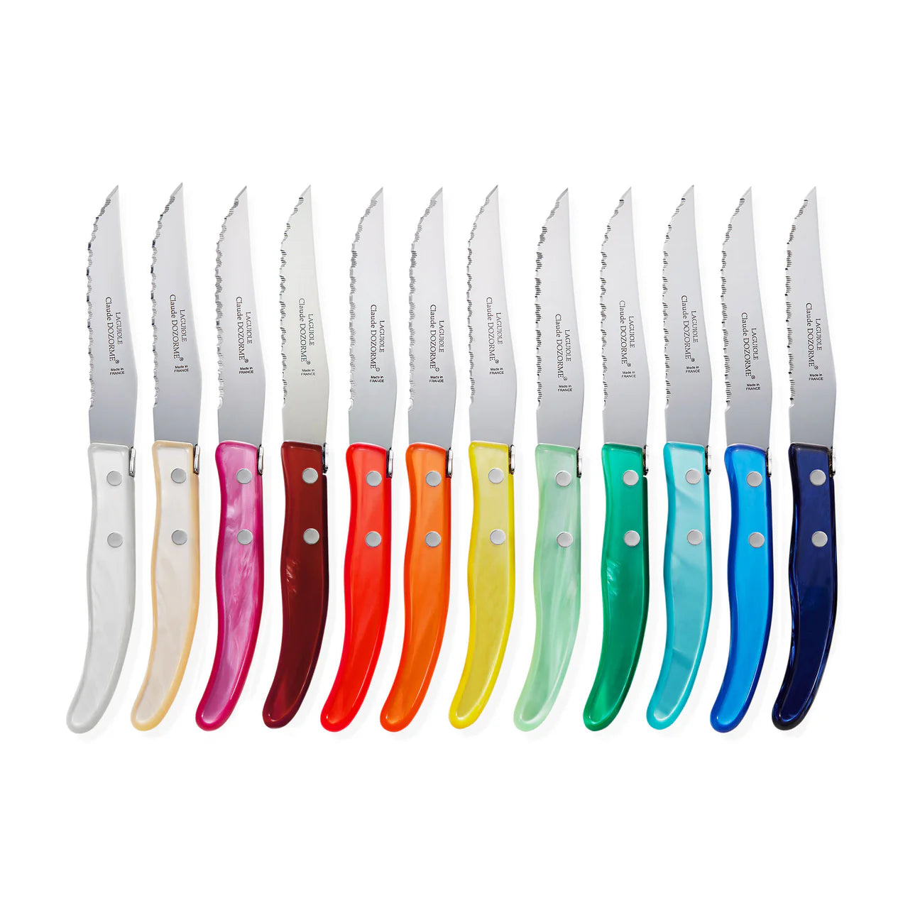 Claude Dozorme Berlingot Steak Knives in Rainbow