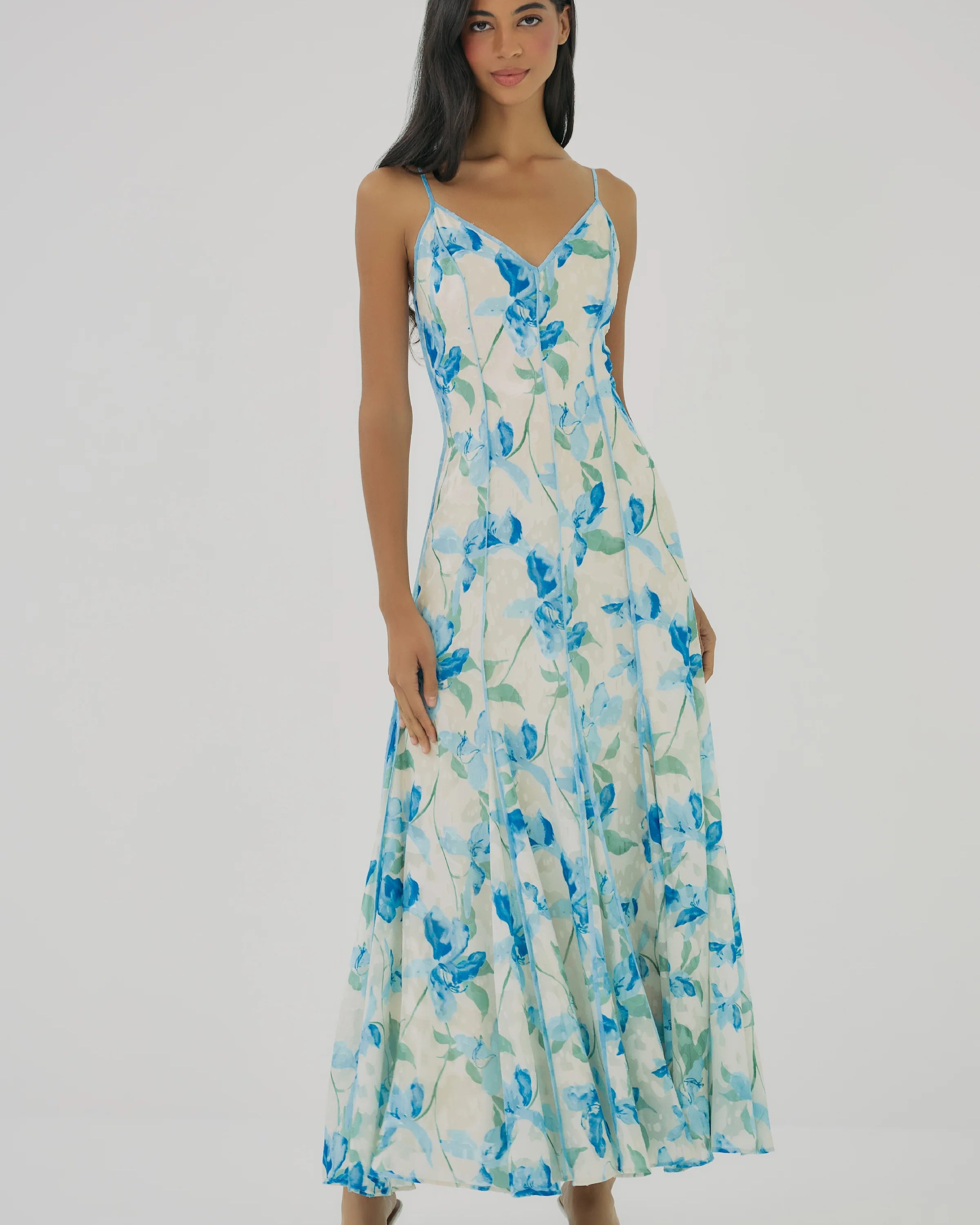 Hutch Tamsin Dress in Ivory/Sky Watercolor
