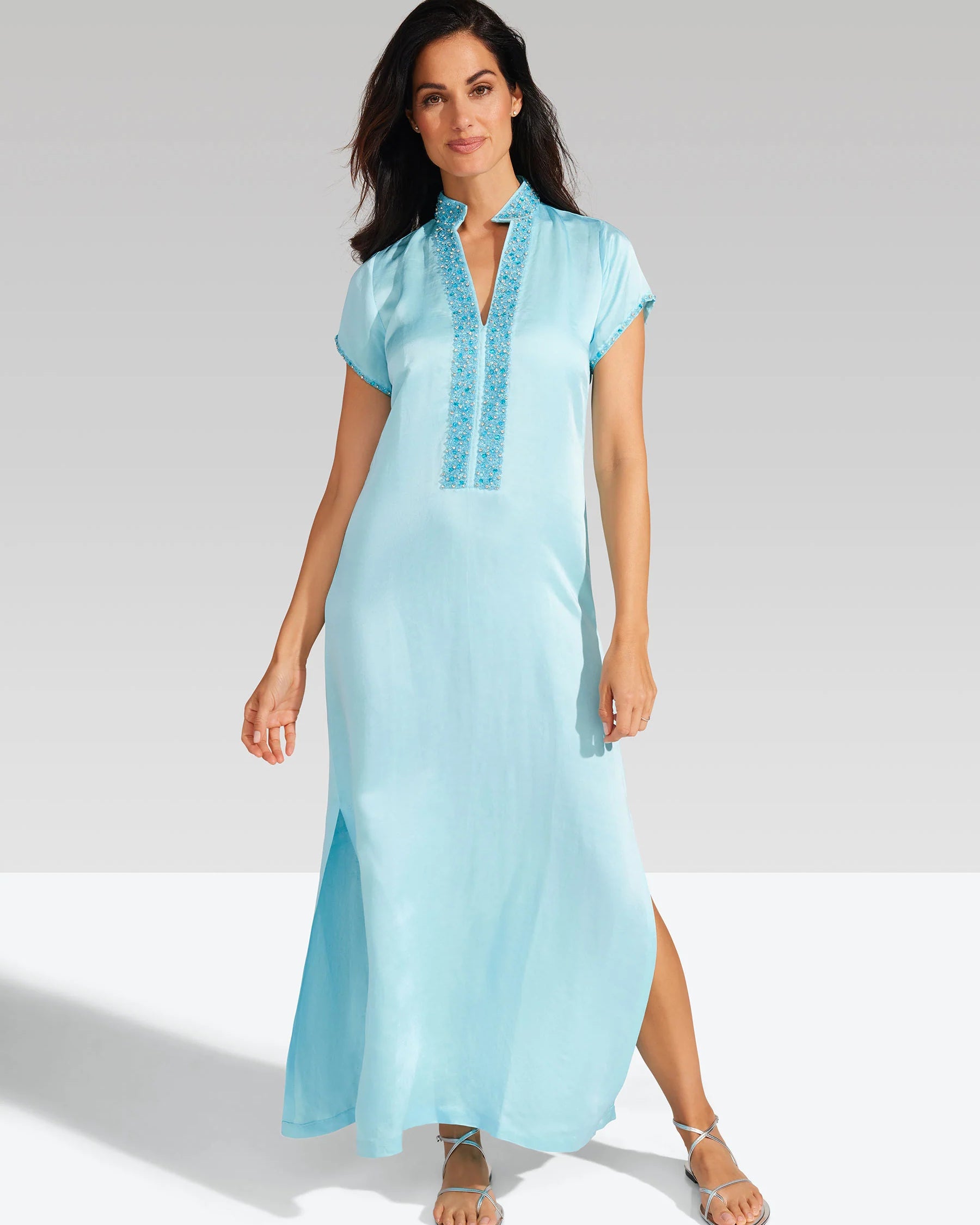 Bella Tu 54" Meg Caftan in Pool