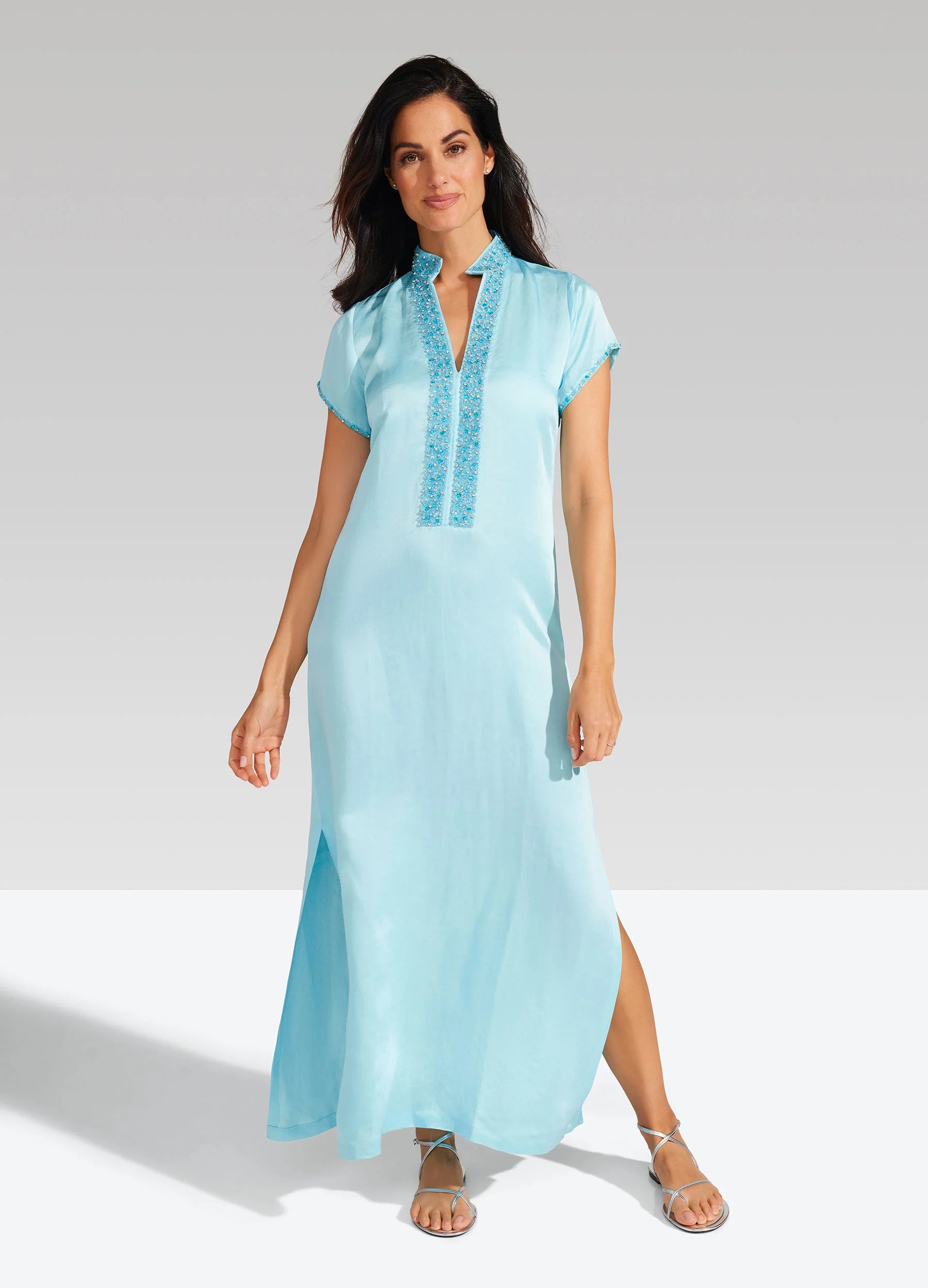 Bella Tu 54" Meg Caftan in Pool