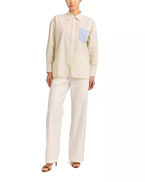 Cartolina Penelope Button Front Shirt in Banana Stripe