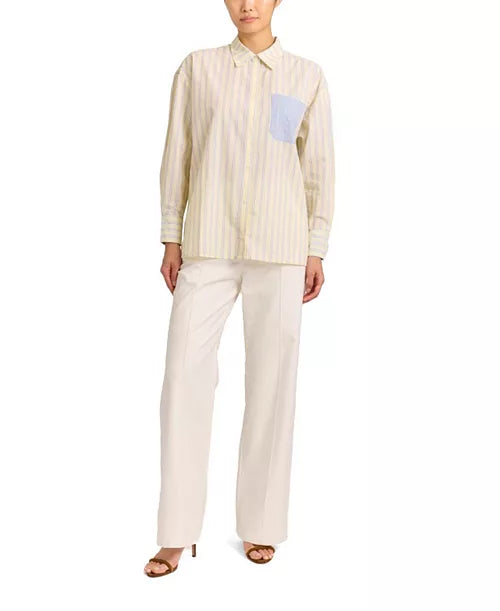 Cartolina Penelope Button Front Shirt in Banana Stripe