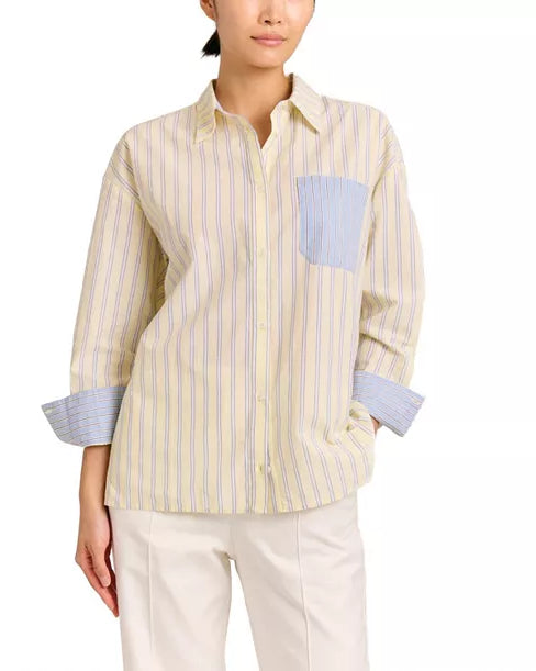Cartolina Penelope Button Front Shirt in Banana Stripe