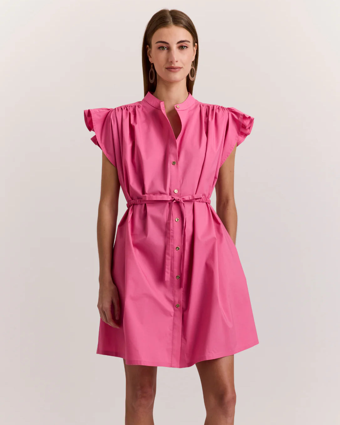 Hinson Wu Cap Sleeve Daisy Dress in Guava