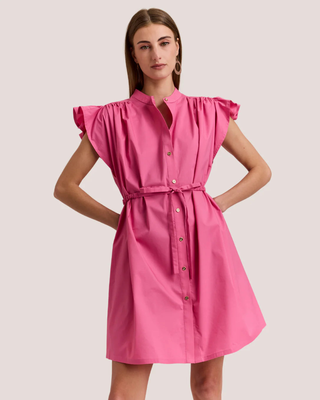 Hinson Wu Cap Sleeve Daisy Dress in Guava