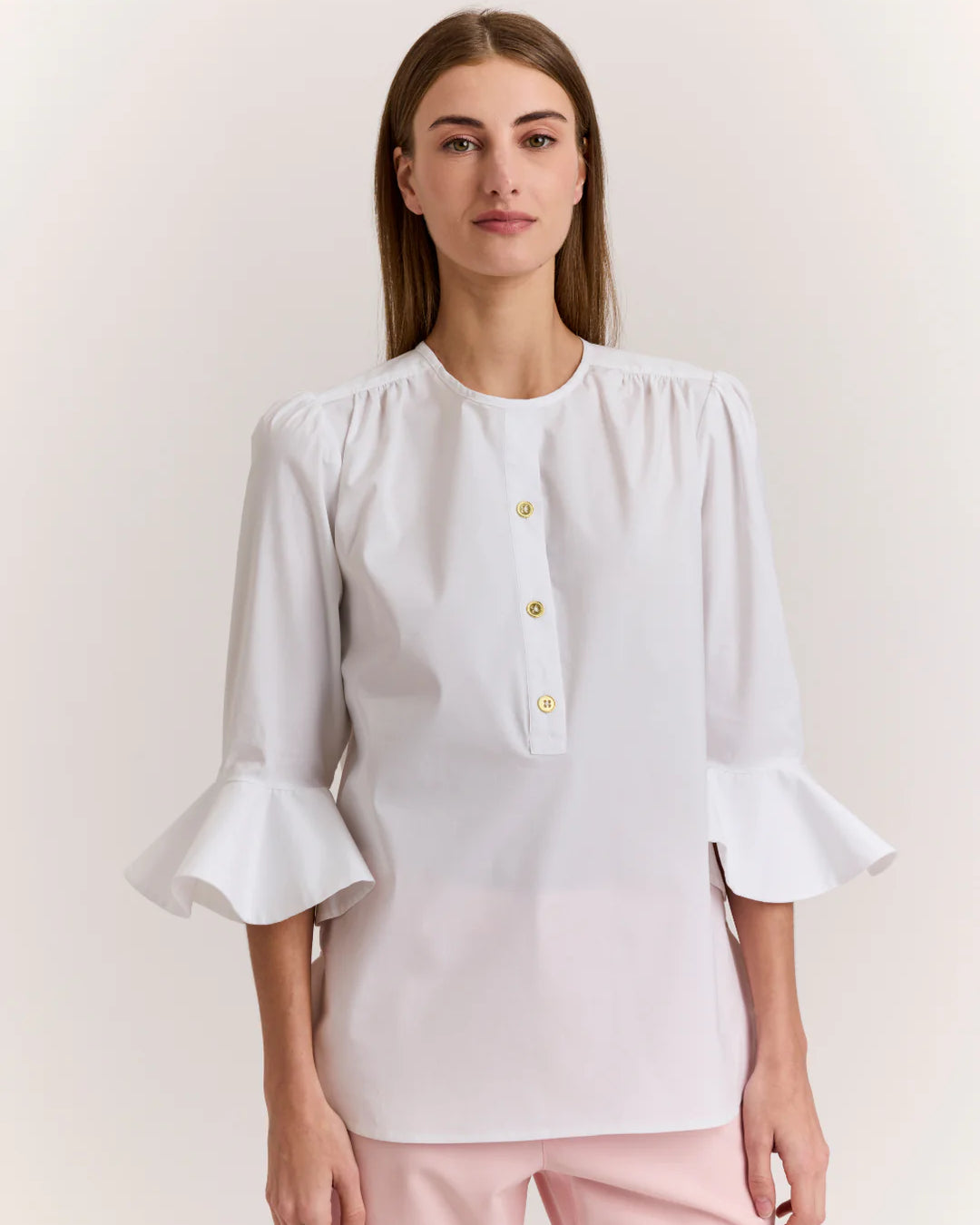 Hinson Wu 3/4 Sleeve Florence Shirt in White
