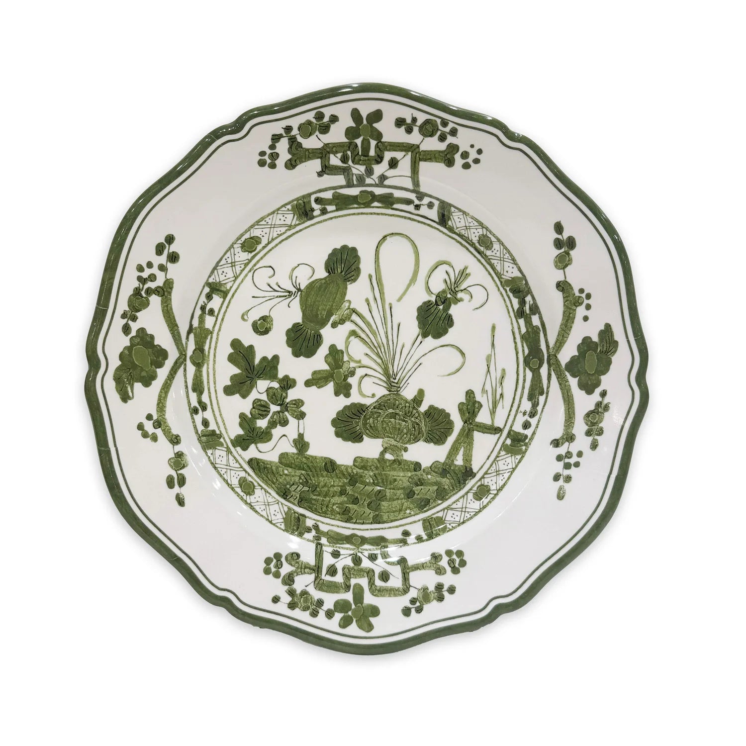 Beatriz Ball VIDA Faenza 11" Dinner Plate Set of 4 in White and Green