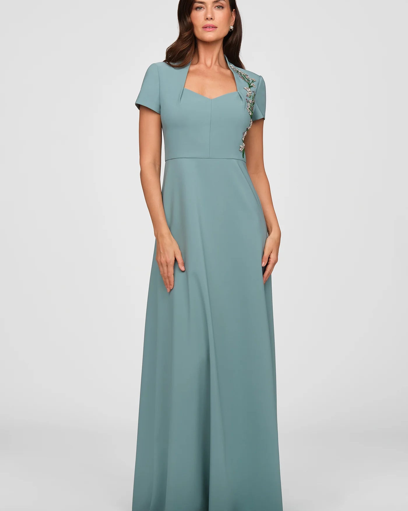Kay Unger Fatima Gown in Cyan Blue