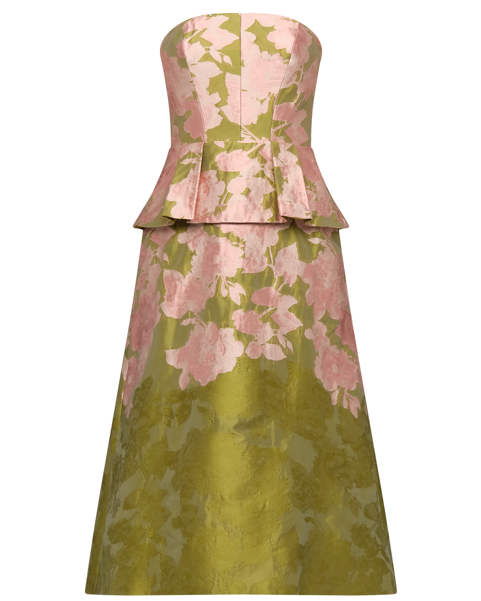 Kay Unger Imogen Tea Length Dress in Lime Multi
