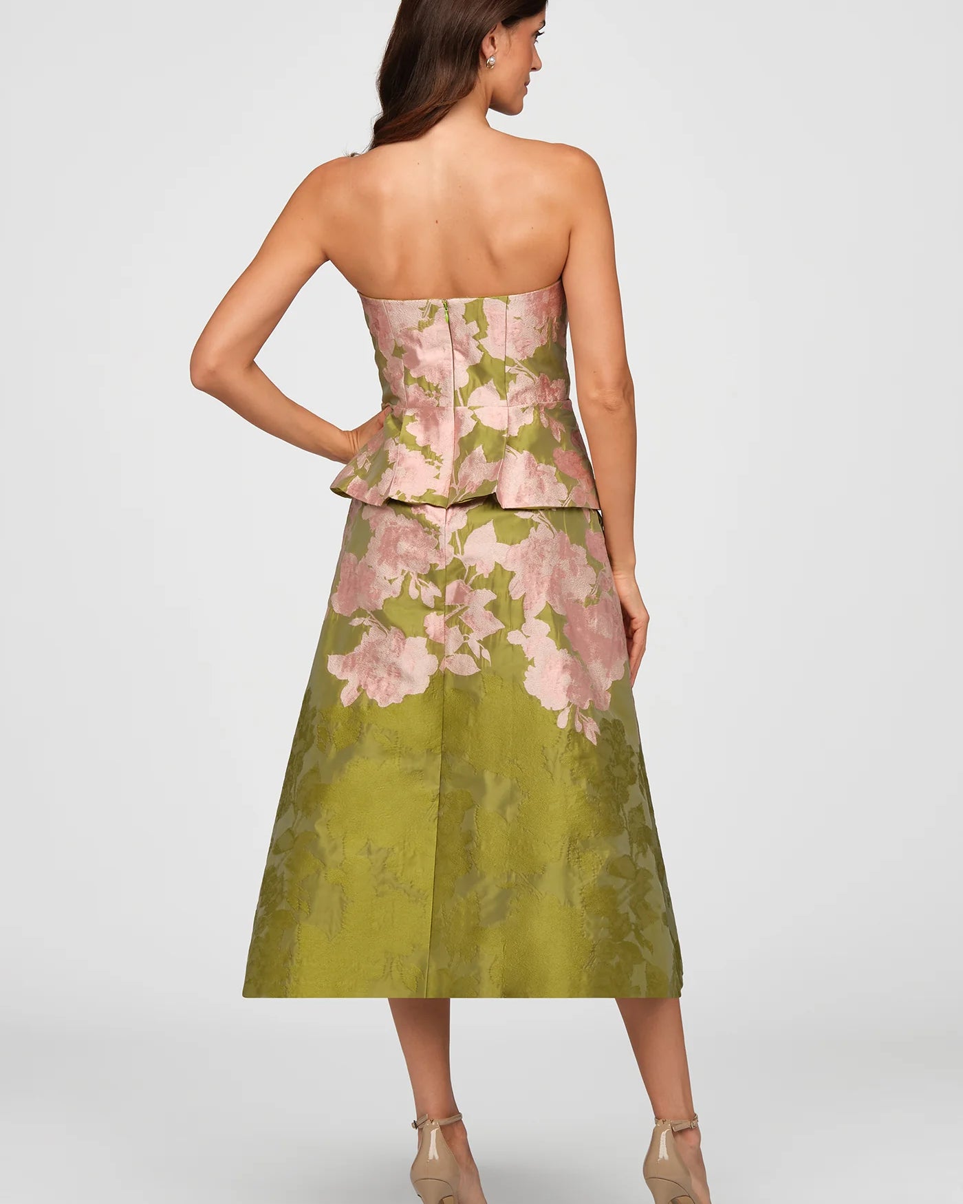 Kay Unger Imogen Tea Length Dress in Lime Multi