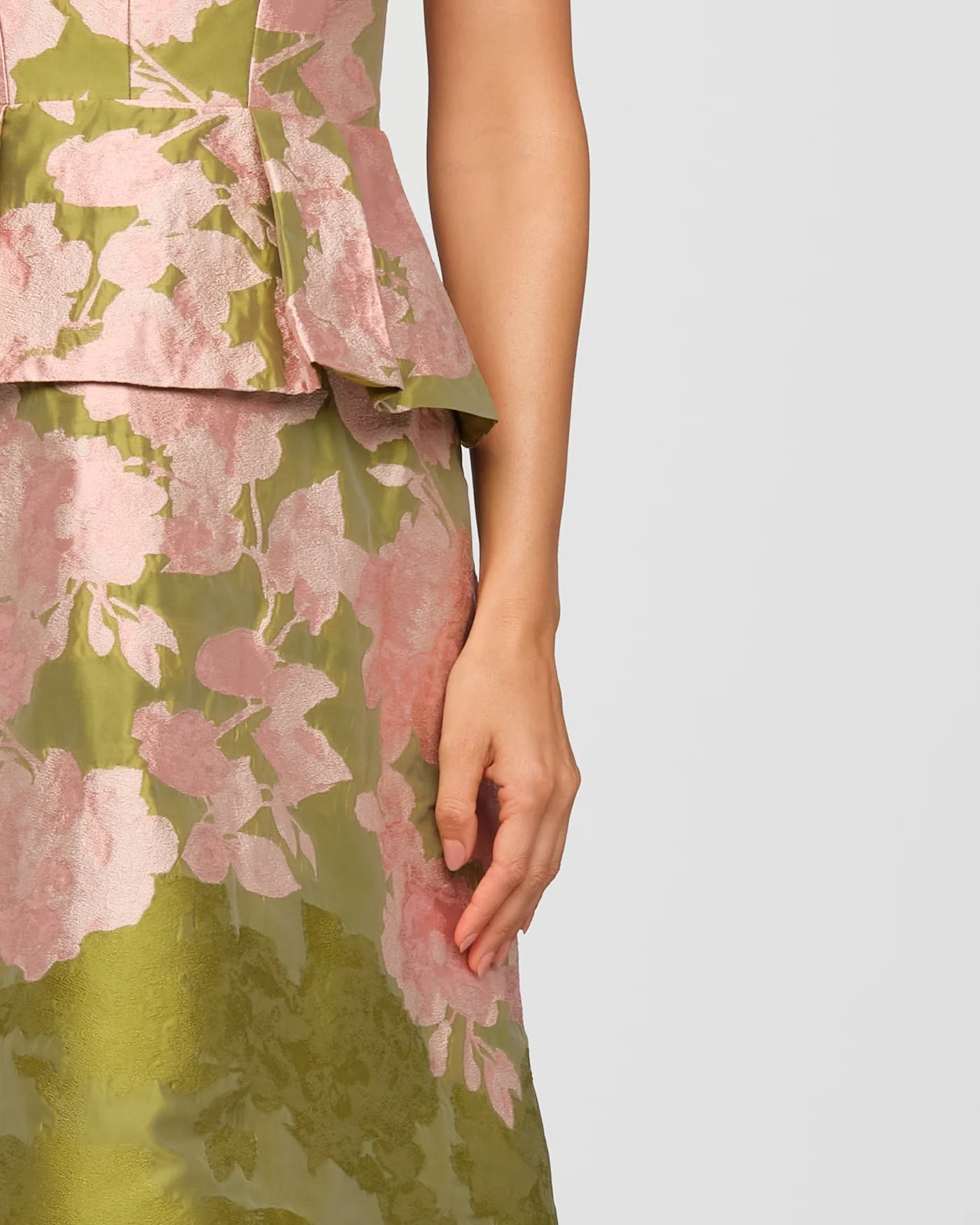 Kay Unger Imogen Tea Length Dress in Lime Multi