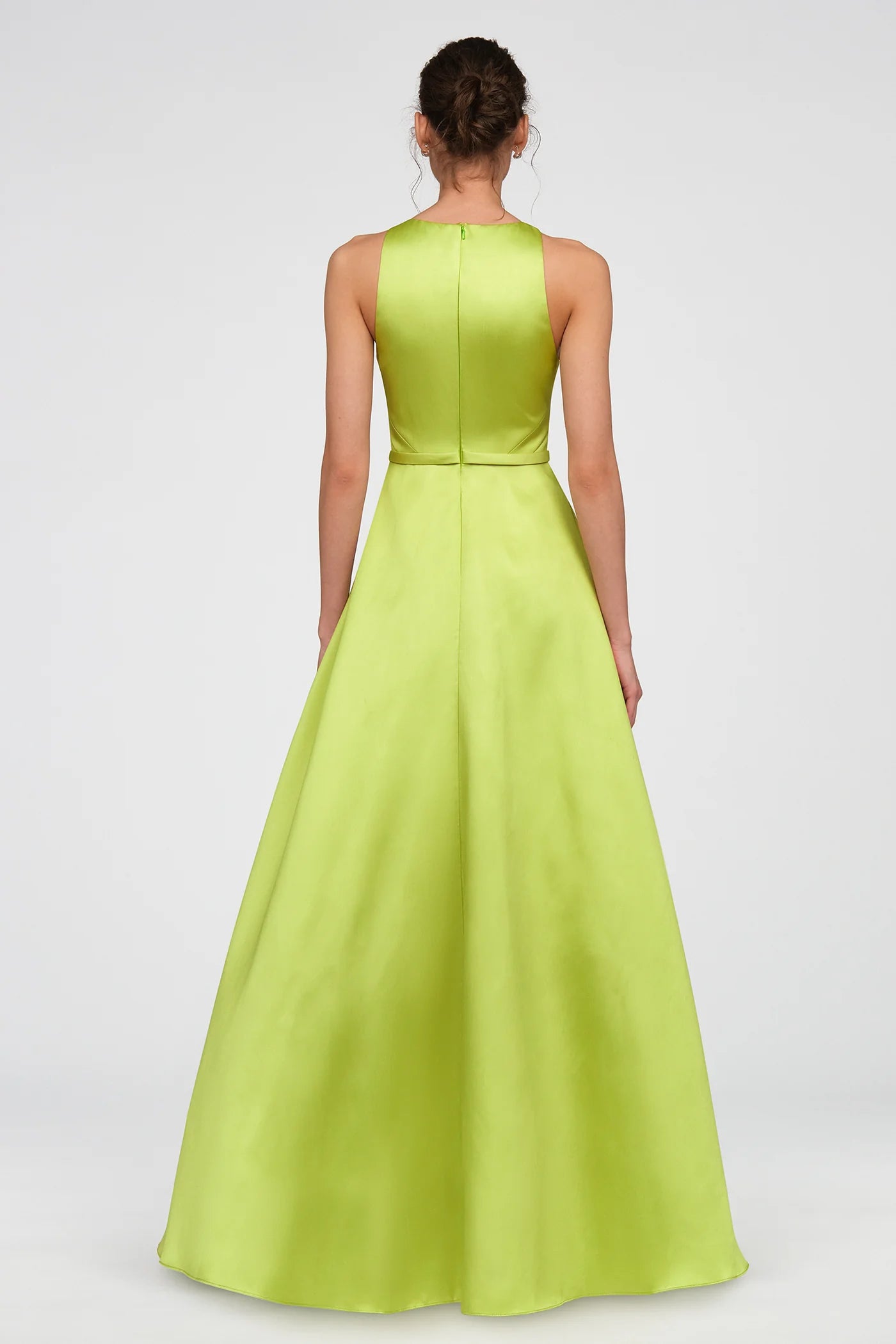 Theia Minta Mikado Halter Gown in Herbal Drift