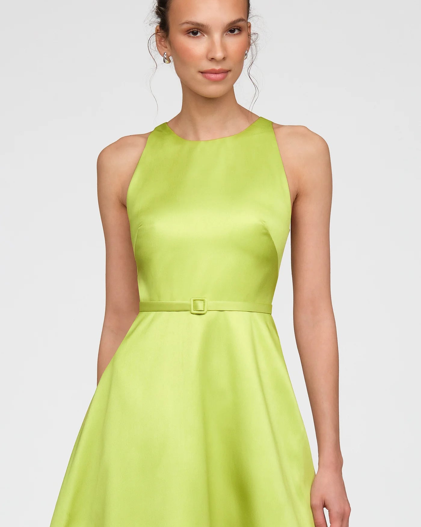 Theia Minta Mikado Halter Gown in Herbal Drift