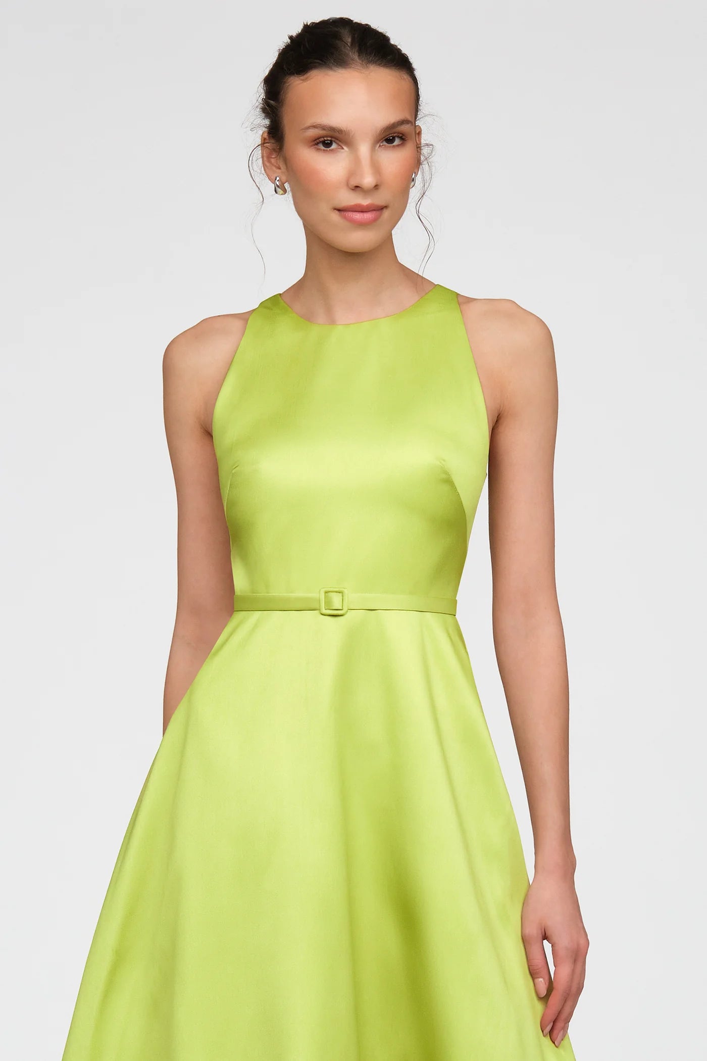 Theia Minta Mikado Halter Gown in Herbal Drift