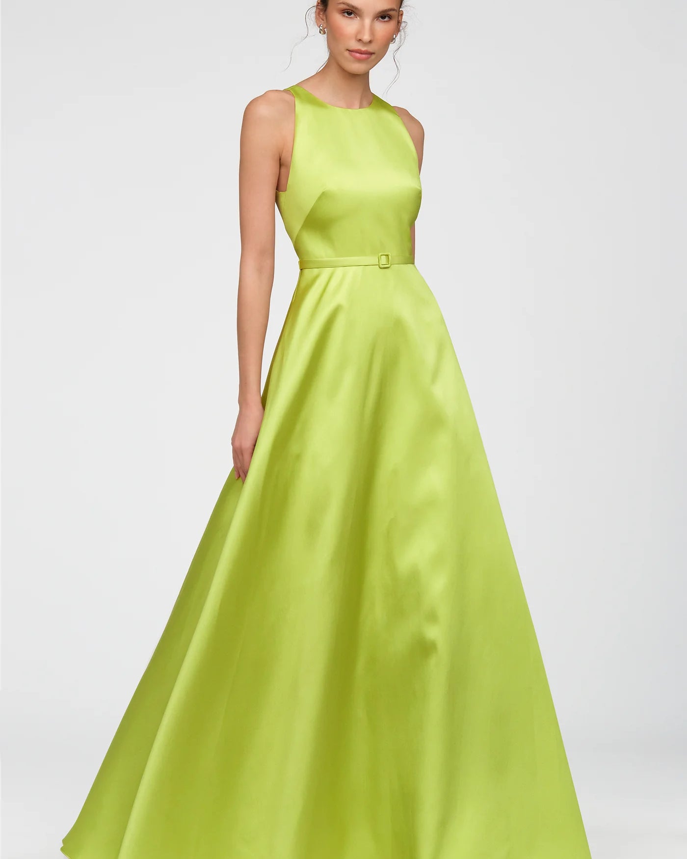 Theia Minta Mikado Halter Gown in Herbal Drift