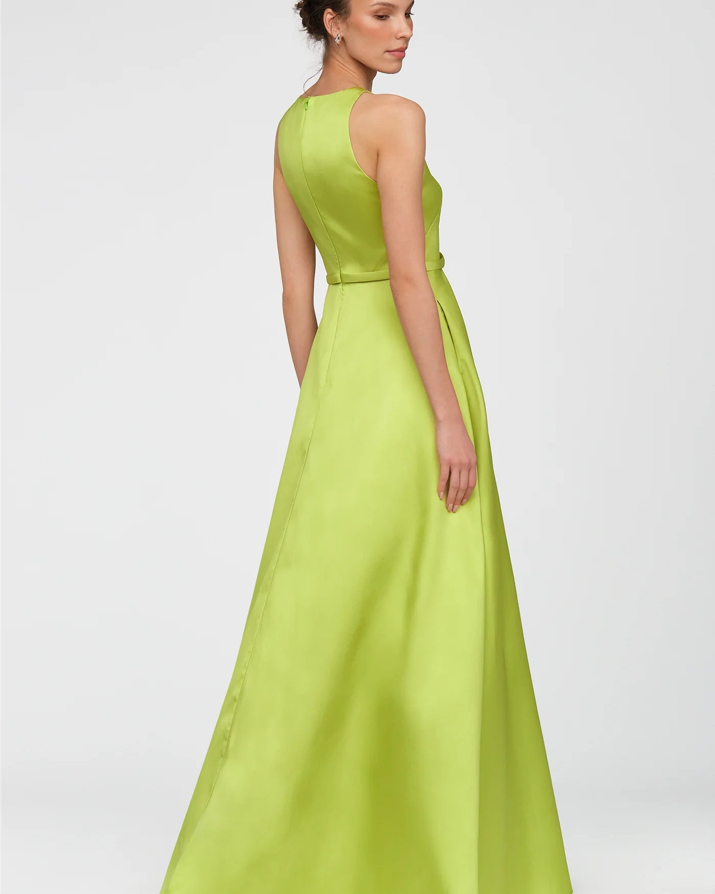 Theia Minta Mikado Halter Gown in Herbal Drift