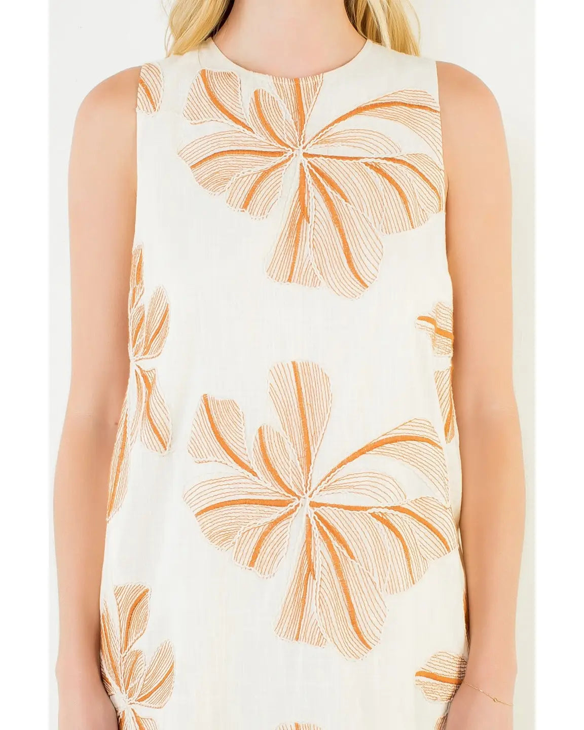 THML Sleeveless Floral Embroidery Detail Dress