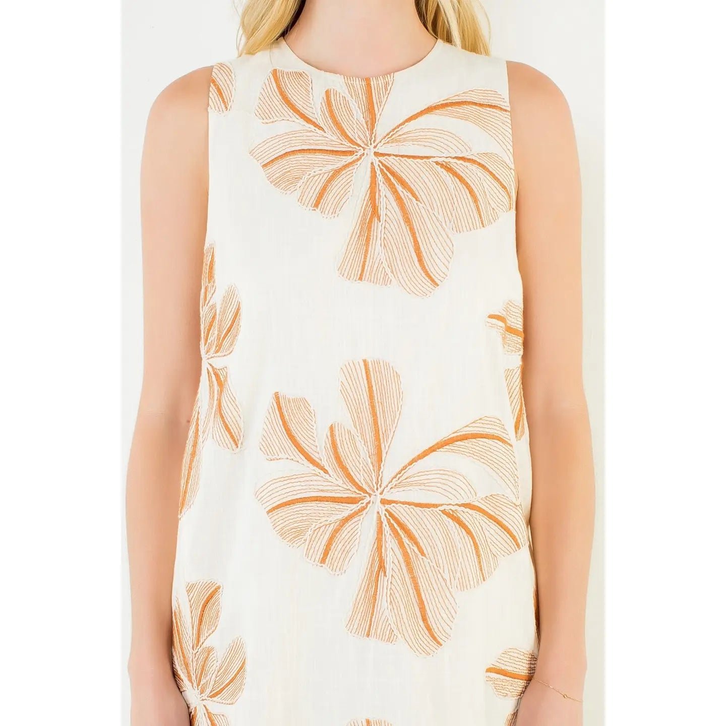 THML Sleeveless Floral Embroidery Detail Dress