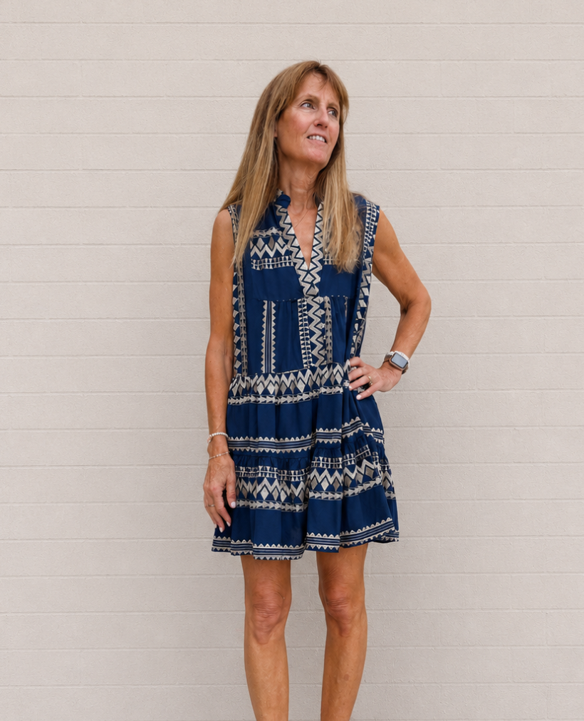 Aether Tiered Embroidered Mini Dress