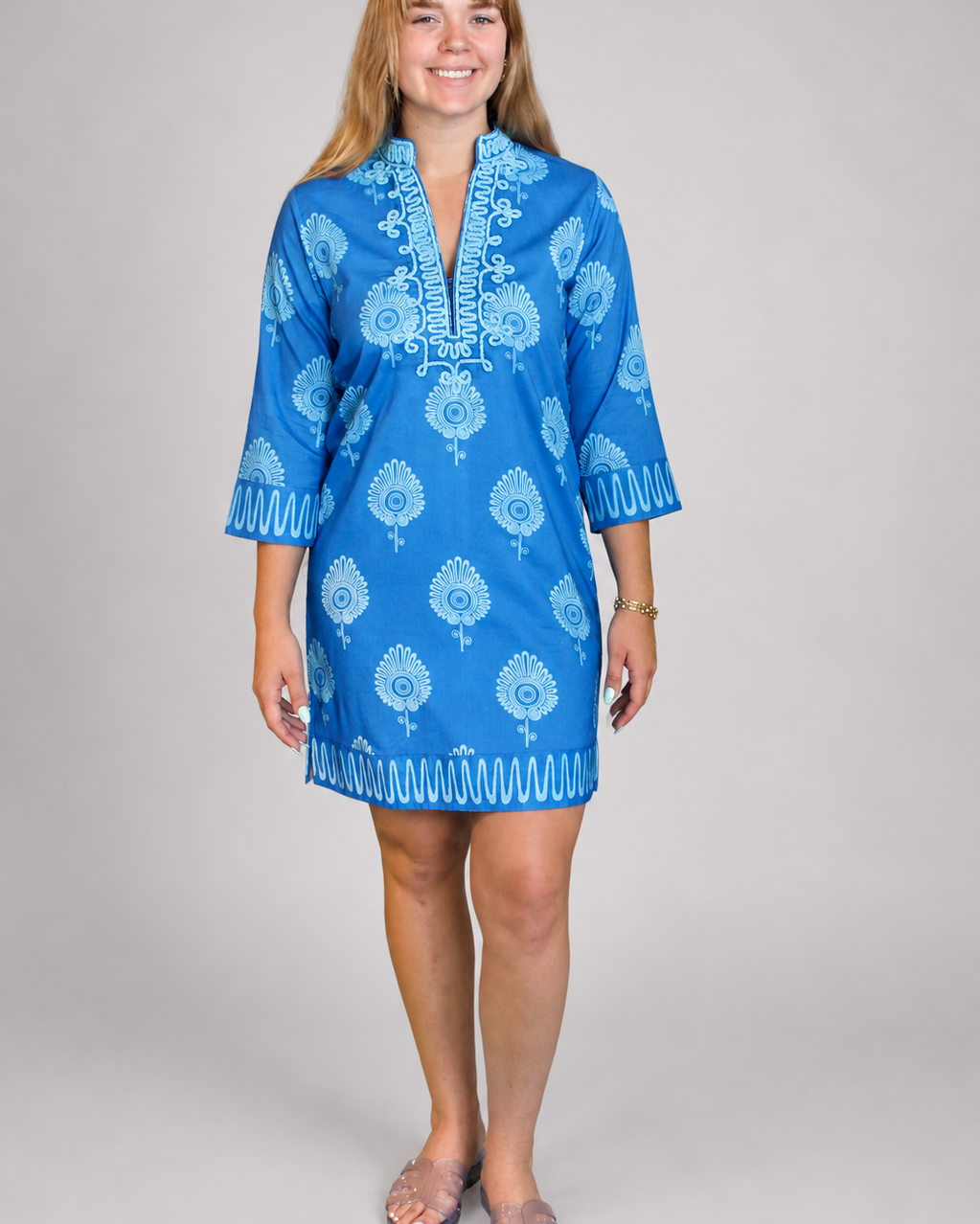 Bella Tu Bennett Tunic Dress in Paros Blue