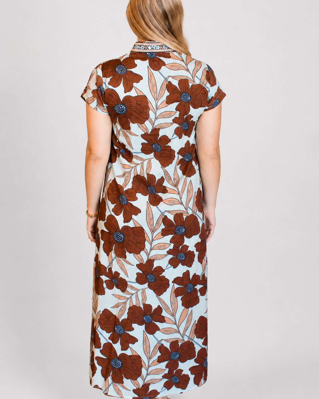 Bella Tu Lana Cap Sleeve Caftan in Poppy Cocoa
