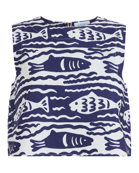 Livro Crop Top in Fish Print