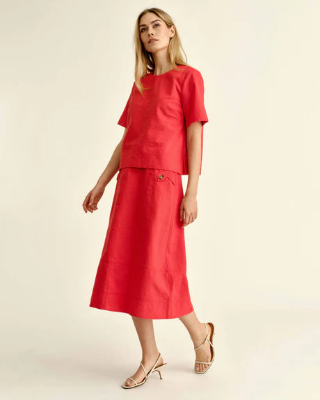 Cartolina Alice Button Skirt in Poppy
