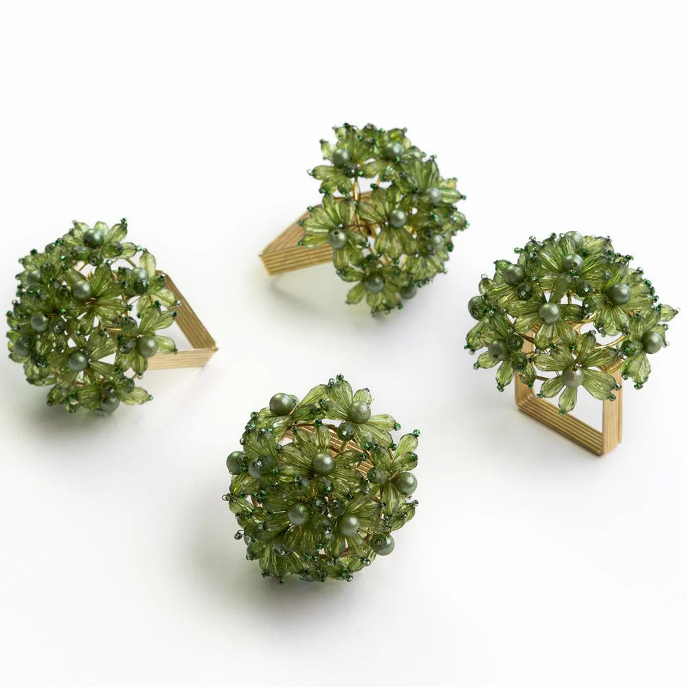 Pomegranate Fern Bouquet Beaded Napkin Ring