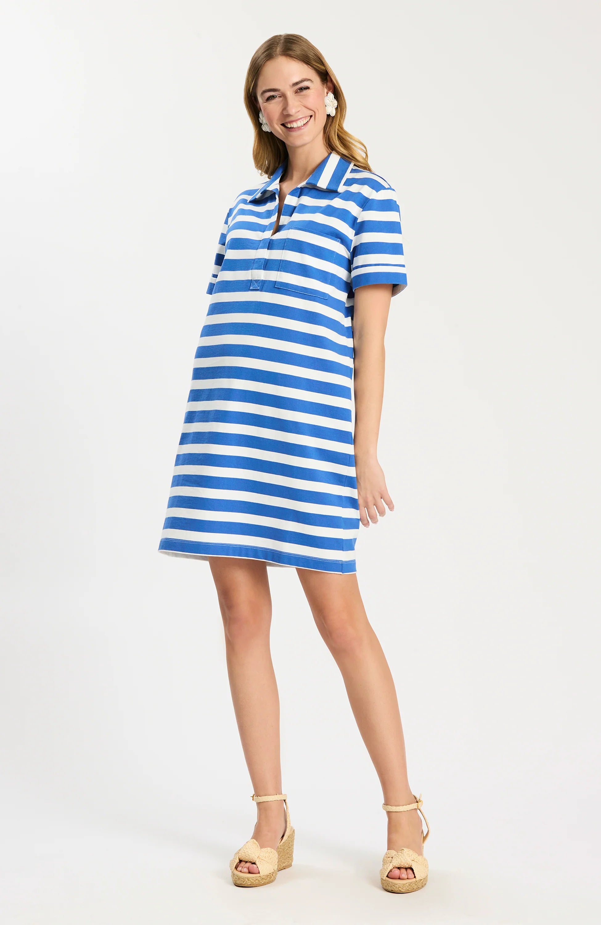 Tyler Boe Toni Knit Striped Dress in Deja Blue