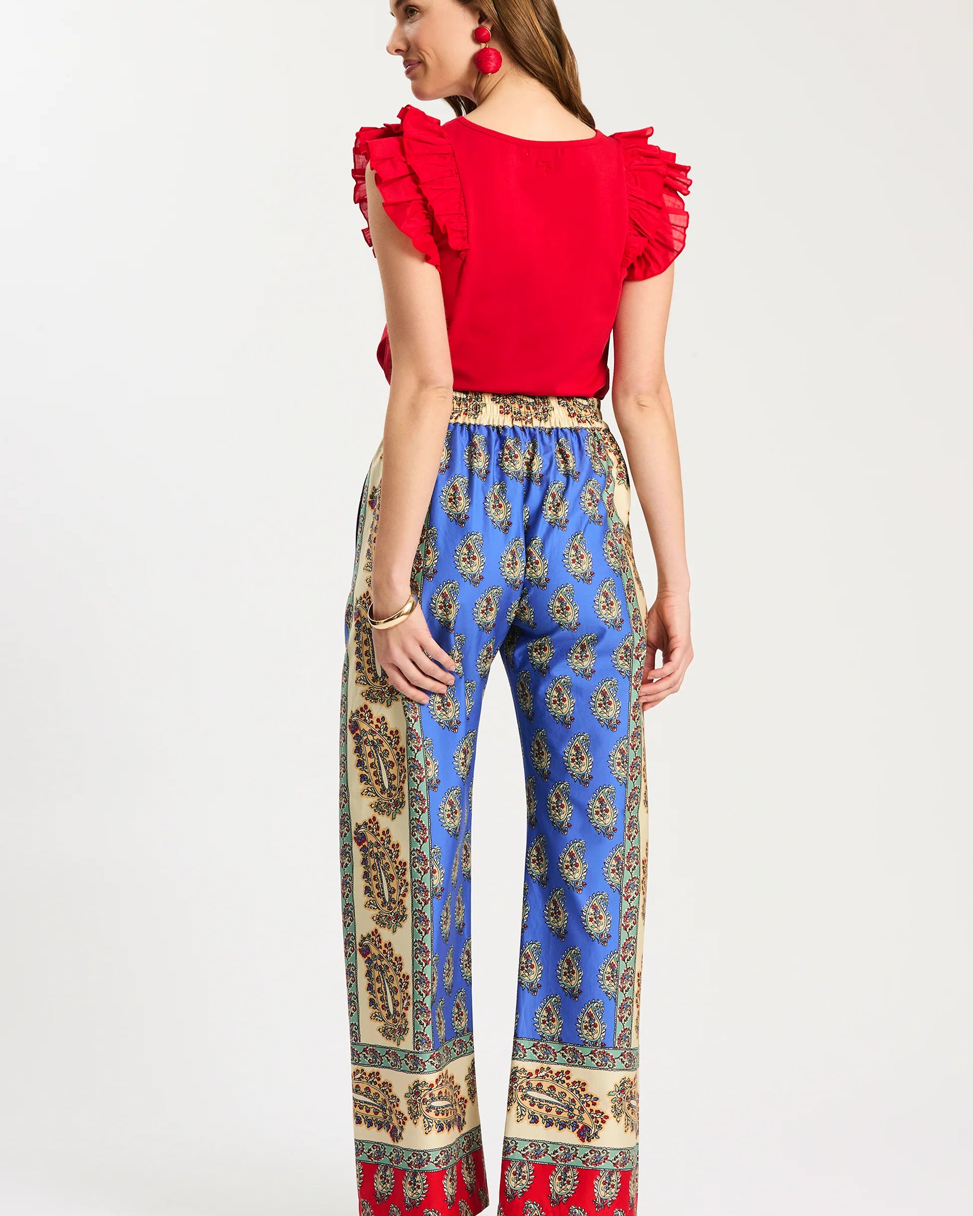 Tyler Boe Emerson Ruffle Tee in Salsa