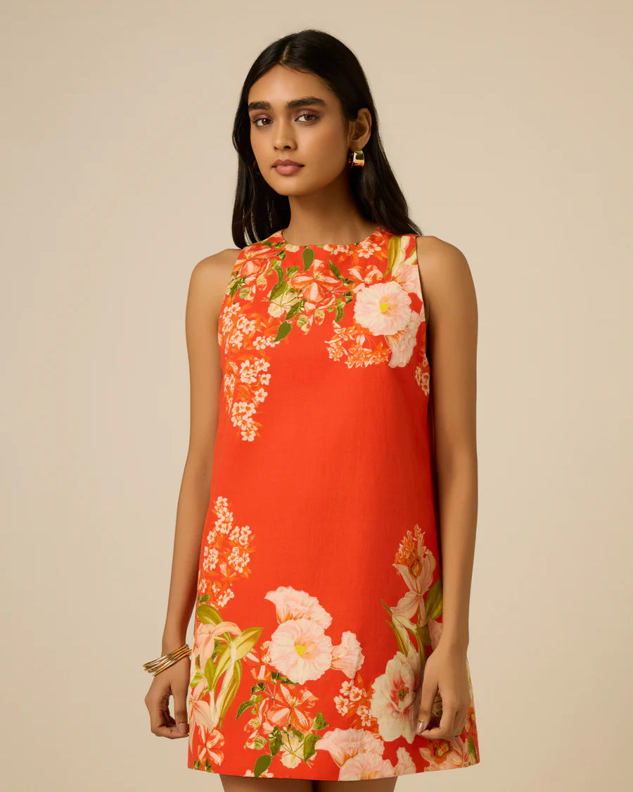 Hemant & Nandita Shift Mini Dress in Orange