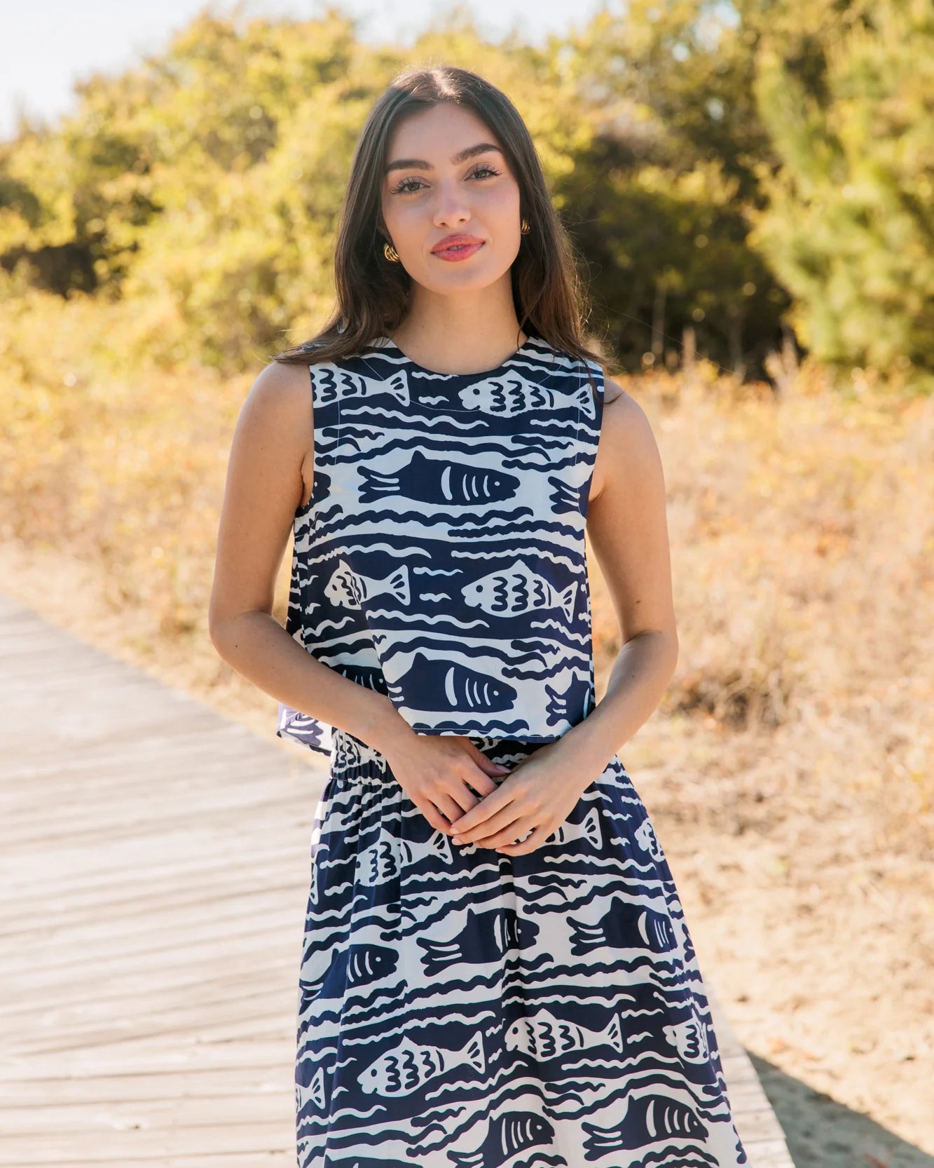 Livro Crop Top in Fish Print