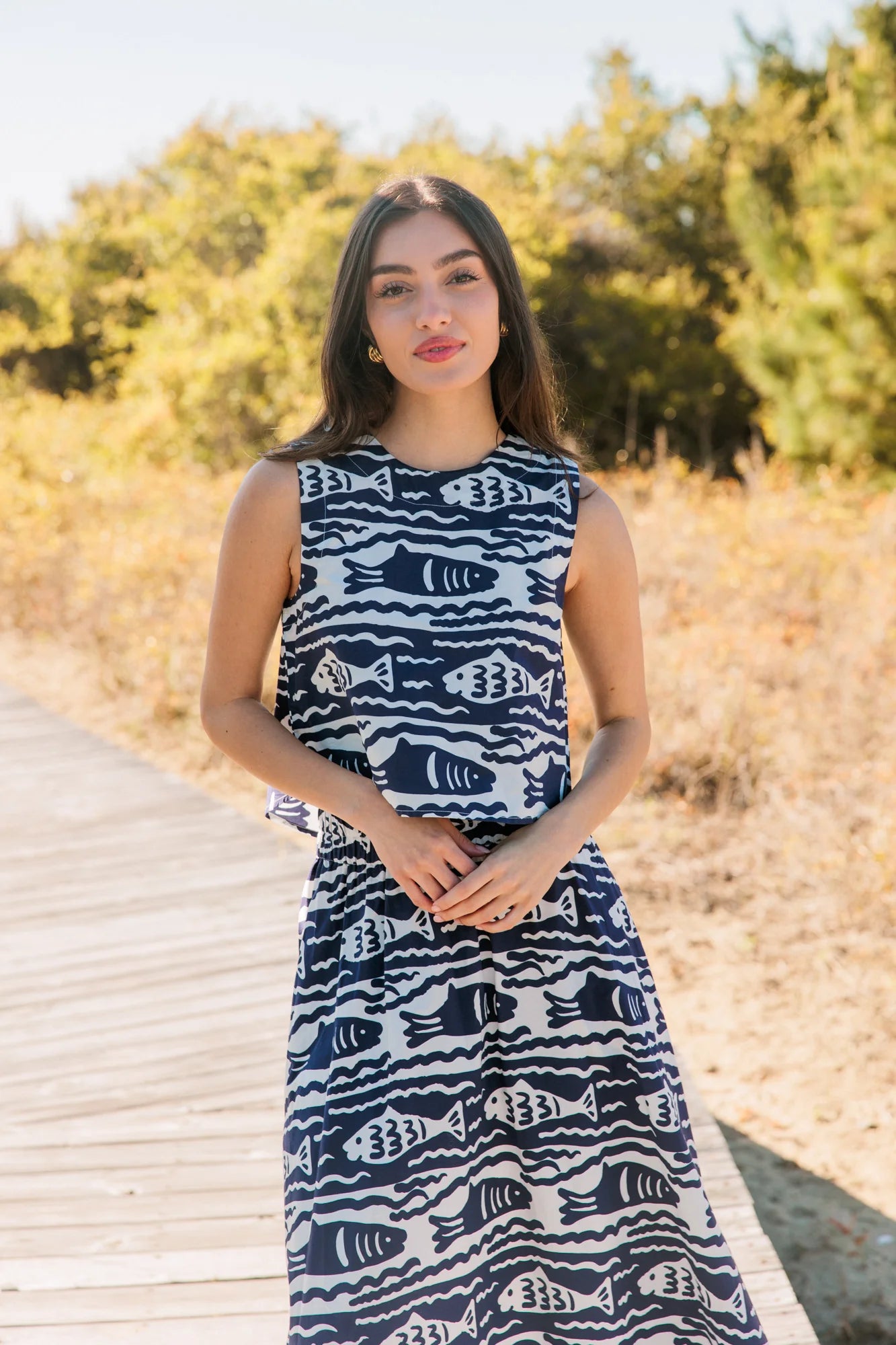 Livro Crop Top in Fish Print