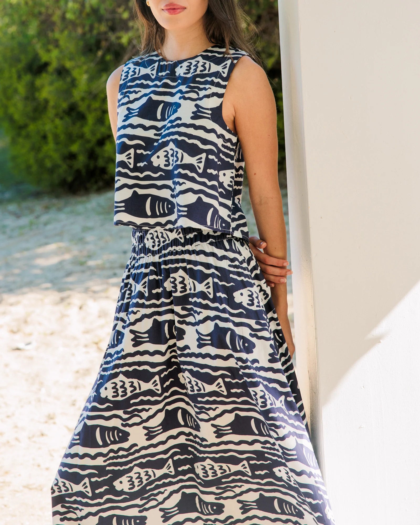 Livro Crop Top in Fish Print