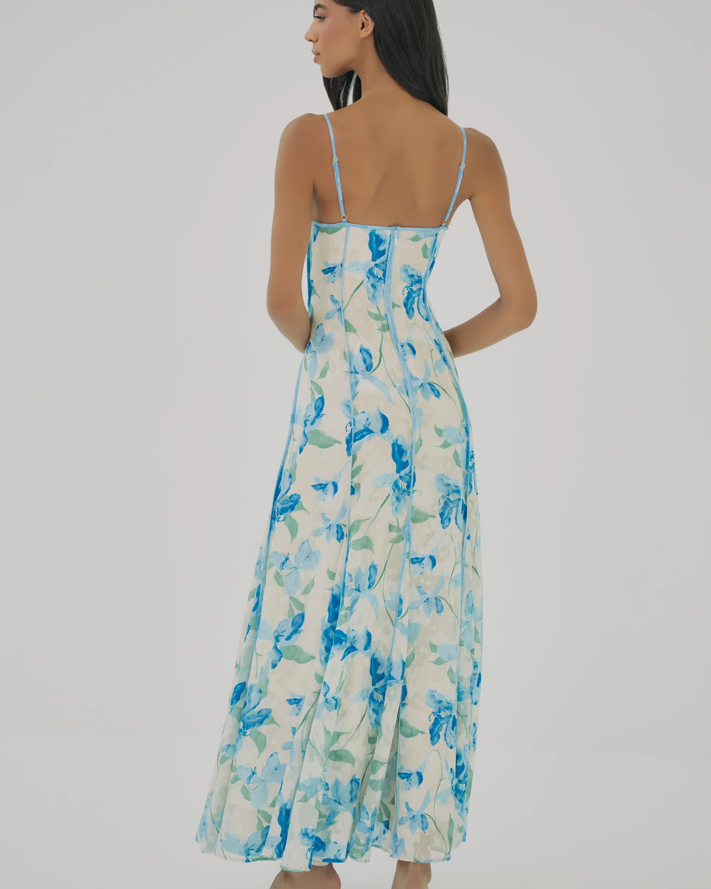 Hutch Tamsin Dress in Ivory/Sky Watercolor
