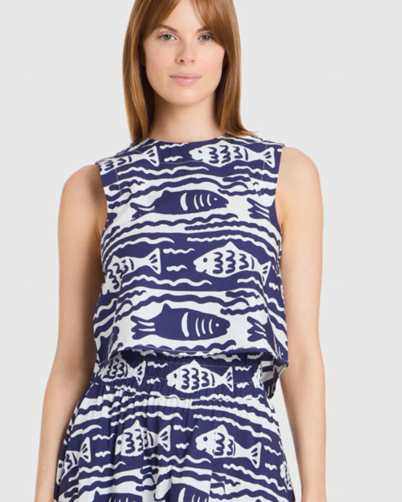 Livro Crop Top in Fish Print