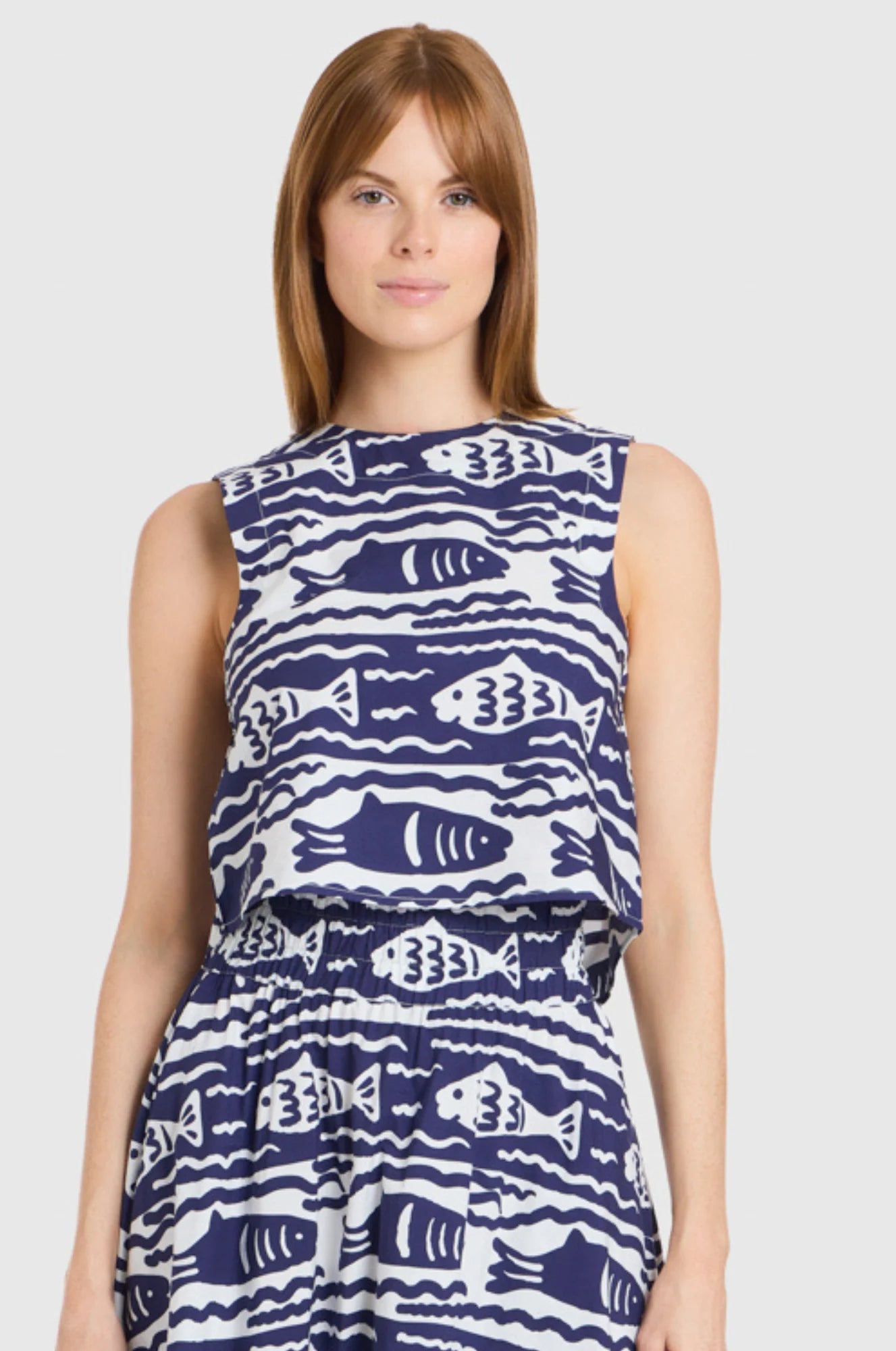 Livro Crop Top in Fish Print