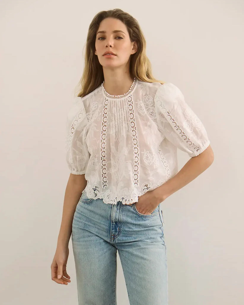 Hunter Bell Ousie Top in White