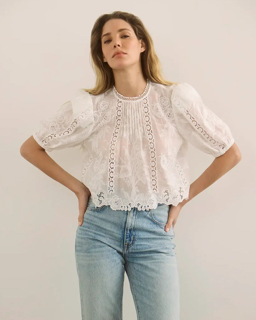 Hunter Bell Ousie Top in White