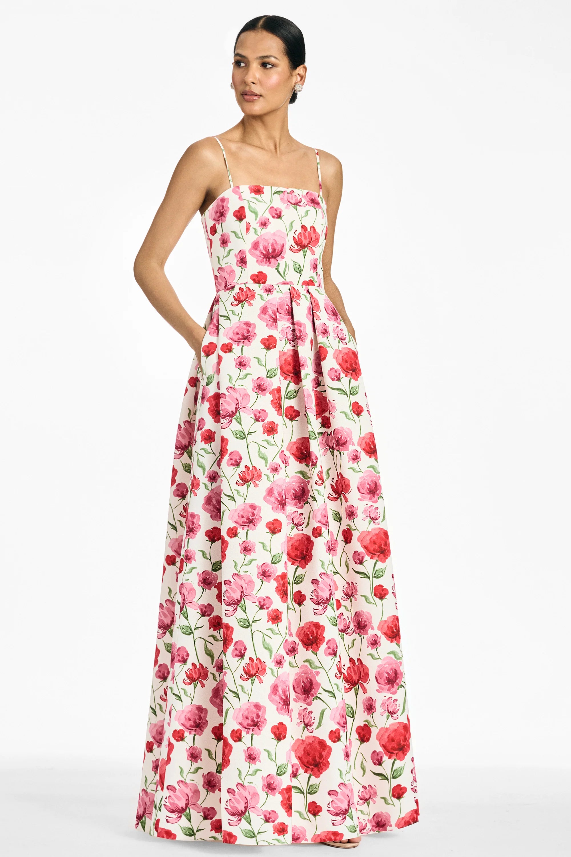 Sachin & Babi Beau Gown in Watercolor Poppies
