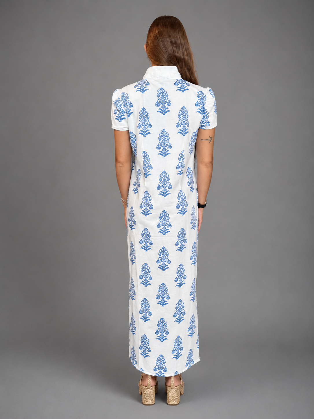 Sail To Sable Short Sleeve Classic Midi Tunic in Block Print