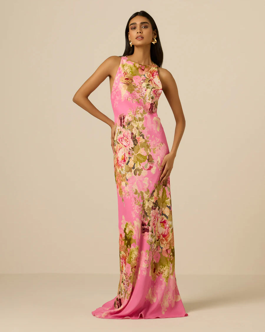 Hemant & Nandita Bias Maxi Dress in Pink