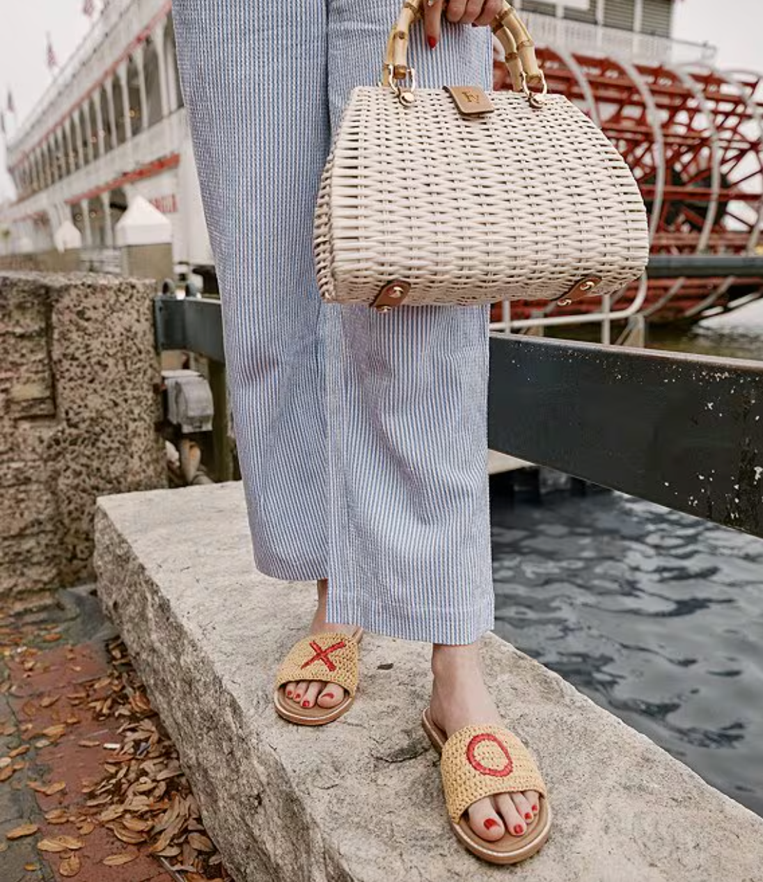 Frances Valentine XO Embroidered Raffia Sandals