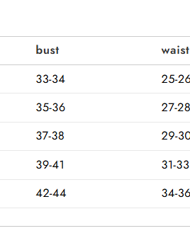 Perfect White Tee Elliot Size Guide
