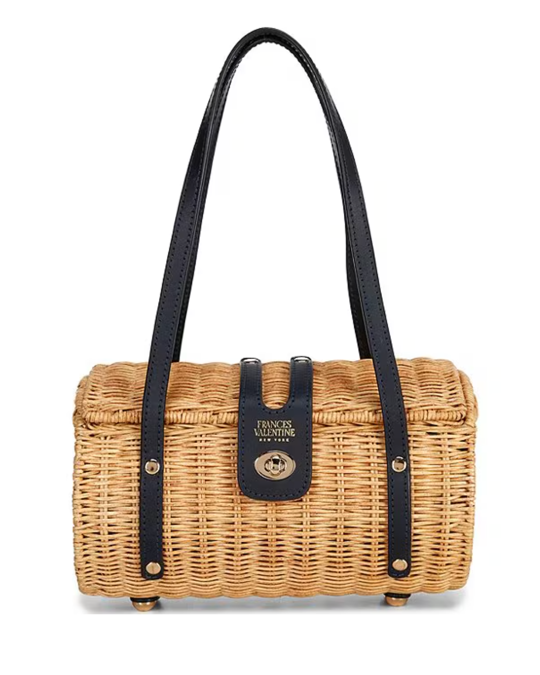 Frances Valentine Dottie Wicker Basket Bag in Navy