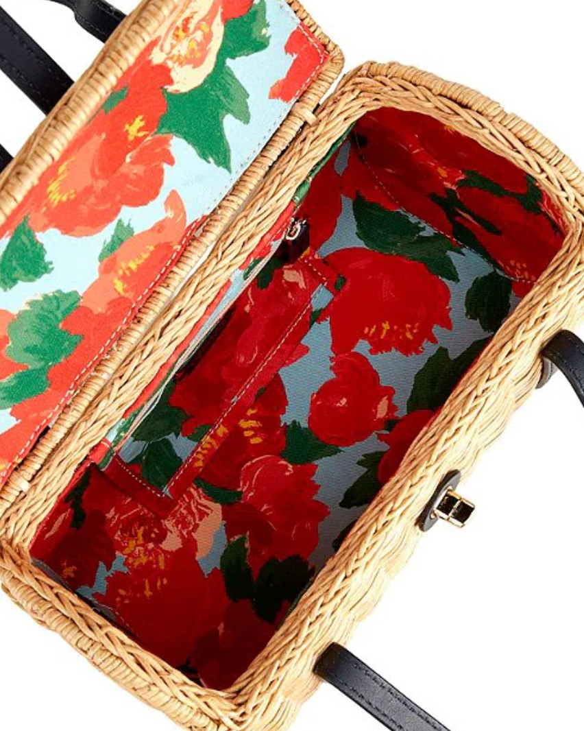 Frances Valentine Dottie Wicker Basket Bag in Navy