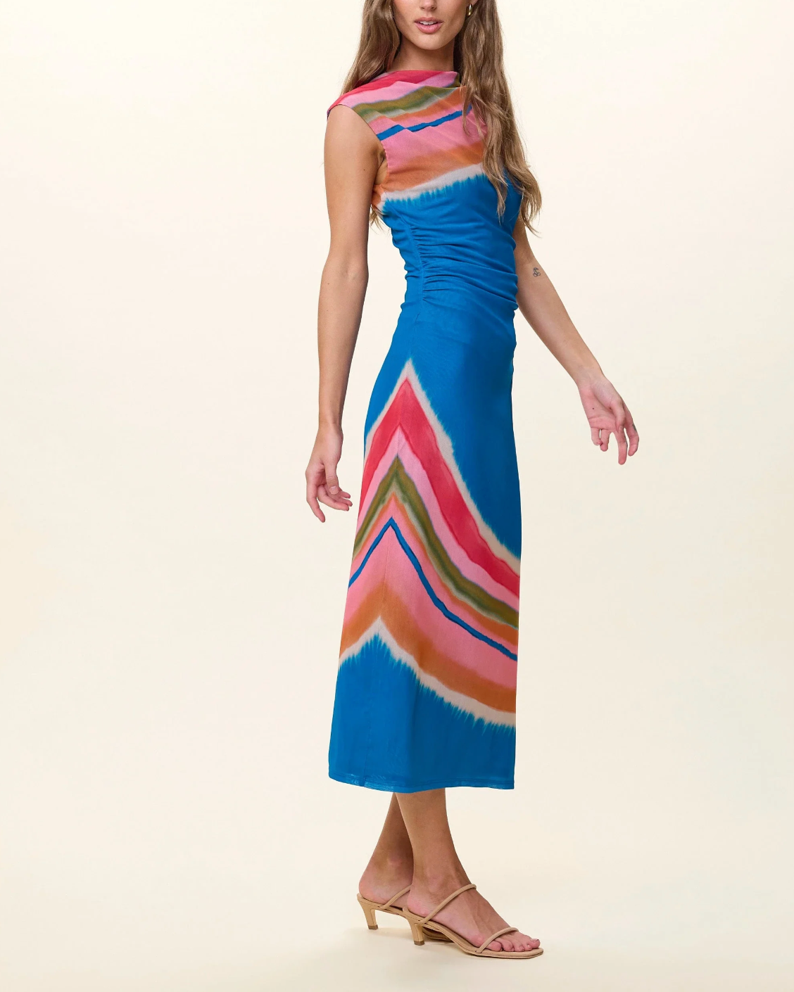 Cleobella Carrie Midi Dress in Watercolor Stripe Print