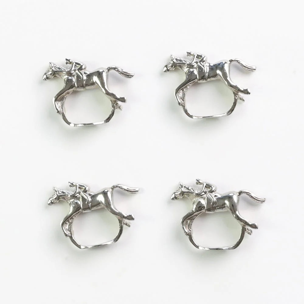 Pomegranate Jockey Napkin Rings in Silver