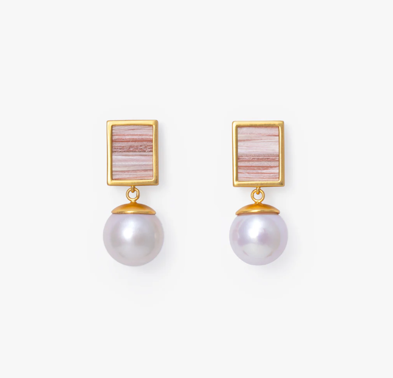 Brackish Vows Pink Rectangle Pearl Drop Earrings